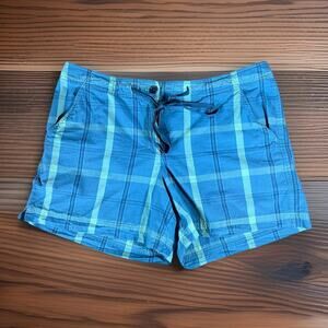 Tommy Bahama Women's Blue Plaid Relax Board Shorts Drawstring Sz 14 Beach Casual